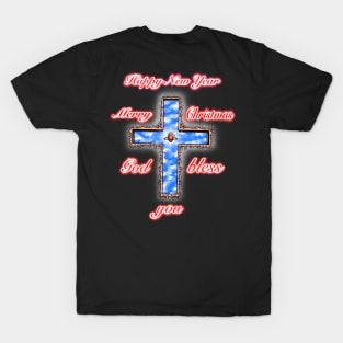 Jesus Christ cross merry Christmas and happy new year T-Shirt